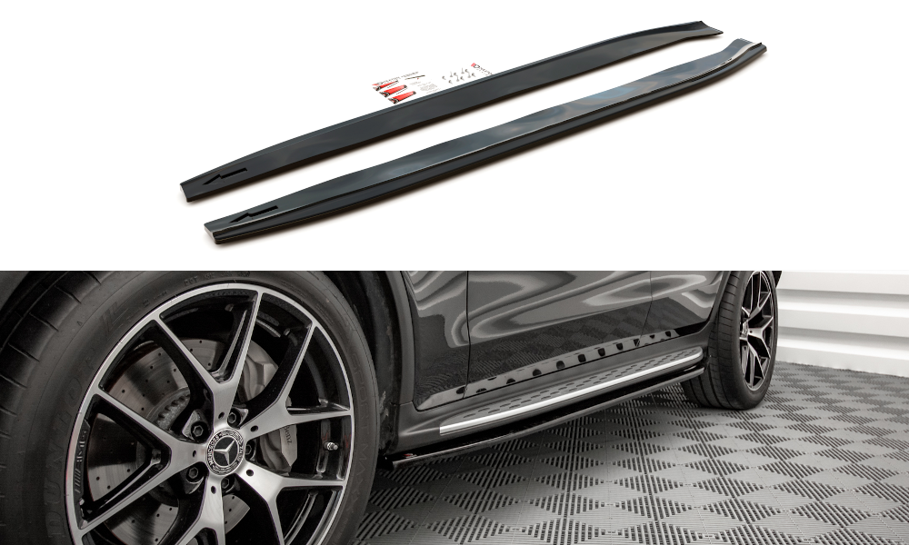 Maxton Design Street+ Seitenschweller Leisten passend für V.1 passend für Mercedes-Benz GLC Coupe AMG-Line C253 Facelift schwarz Hochglanz