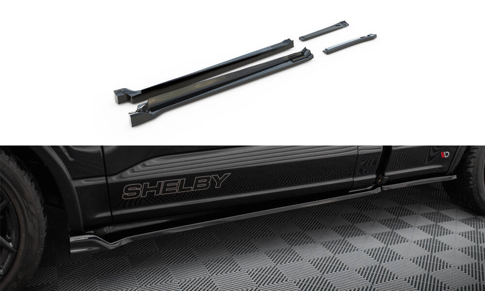 Maxton Design Street+ Seitenschweller Leisten Passend für Shelby F150 Super Snake Schwarz Hochglanz
