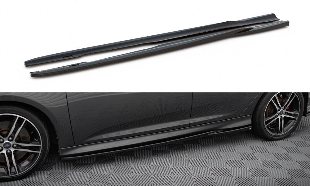 Maxton Design Street+ Seitenschweller Leisten V.2 passend für Ford Focus ST Mk3 schwarz Hochglanz