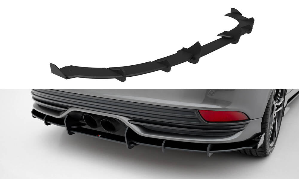 Maxton Design Street Pro Heckschürze + Flaps passend für Ford Focus ST Mk3 Facelift schwarz Hochglanz