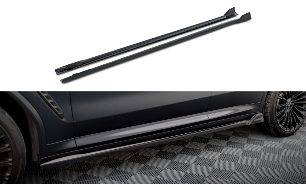 Maxton Design Street+ Seitenschweller Leisten passend für BMW X3 M-Paket G01 Facelift schwarz Hochglanz