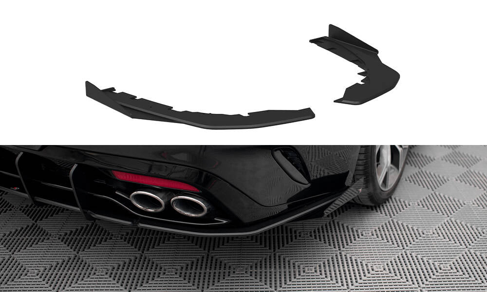 Maxton Design Street Pro Heck Ansatz Flaps Diffusor + Flaps passend für Kia Stinger GT / GT-Line Mk1 schwarz Hochglanz