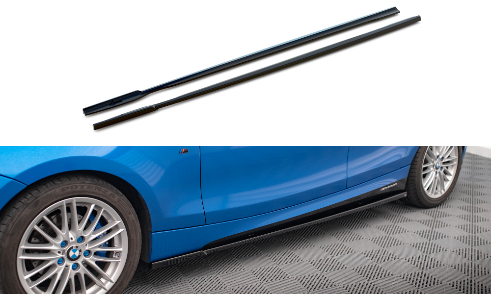 Maxton Design Street+ Seitenschweller Leisten passend für BMW 1er M-Paket E87 Facelift schwarz Hochglanz