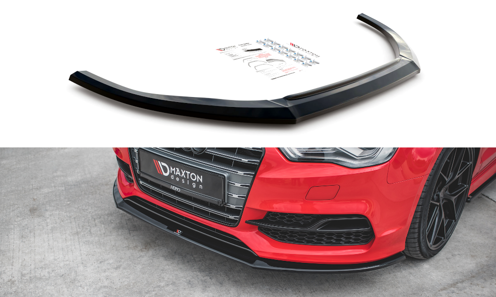 Maxton Design Front diffusor V.1 Audi S3 / A3 S-Line 8V Limousine / Cabrio schwarz Hochglanz für Audi A3