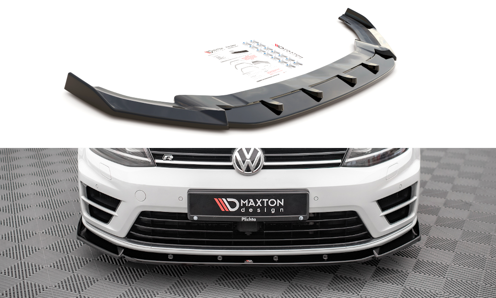 Maxton Design Street+ Spoilerlippe Front Ansatz V.4 passend für VW Golf R / R-Line Mk7 schwarz Hochglanz