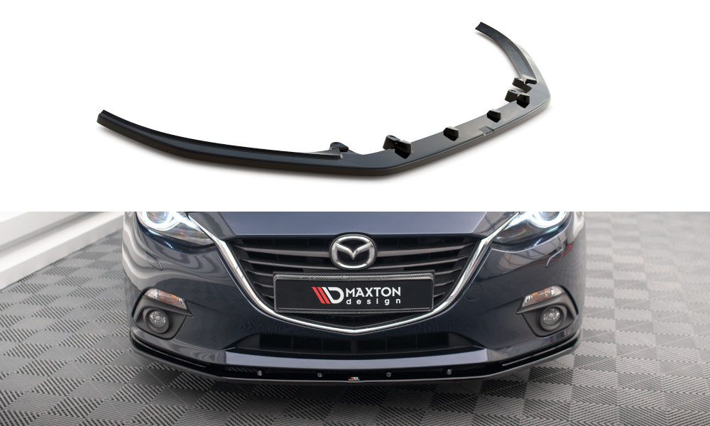 Maxton Design Street+ Spoilerlippe Front Ansatz passend für Mazda 3 Mk3 schwarz Hochglanz