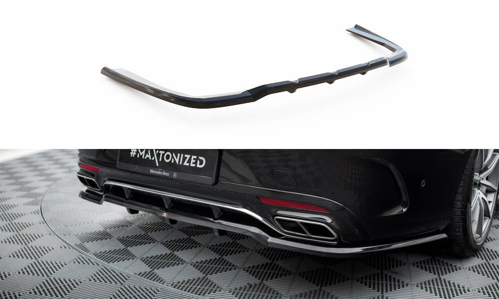 Maxton Design Street+ Mittlerer Diffusor RACE passend für Mercedes-Benz S Coupe AMG-Line C217 Facelift schwarz Hochglanz