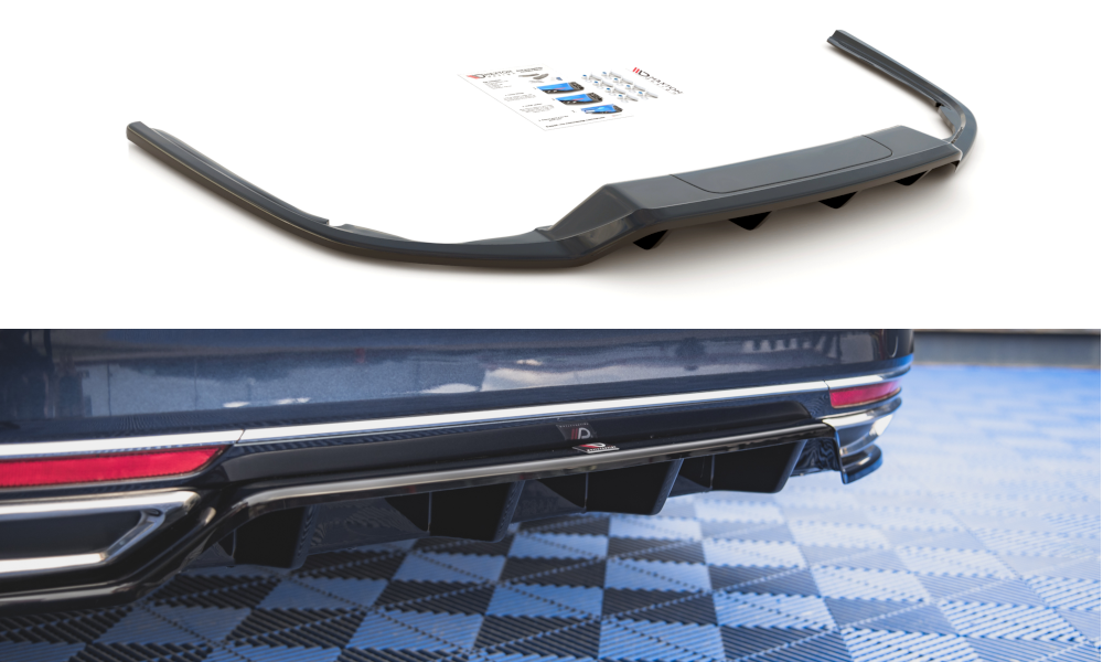 Maxton Design Street+ Mittlerer Diffusor RACE passend für VW Passat B8 schwarz Hochglanz