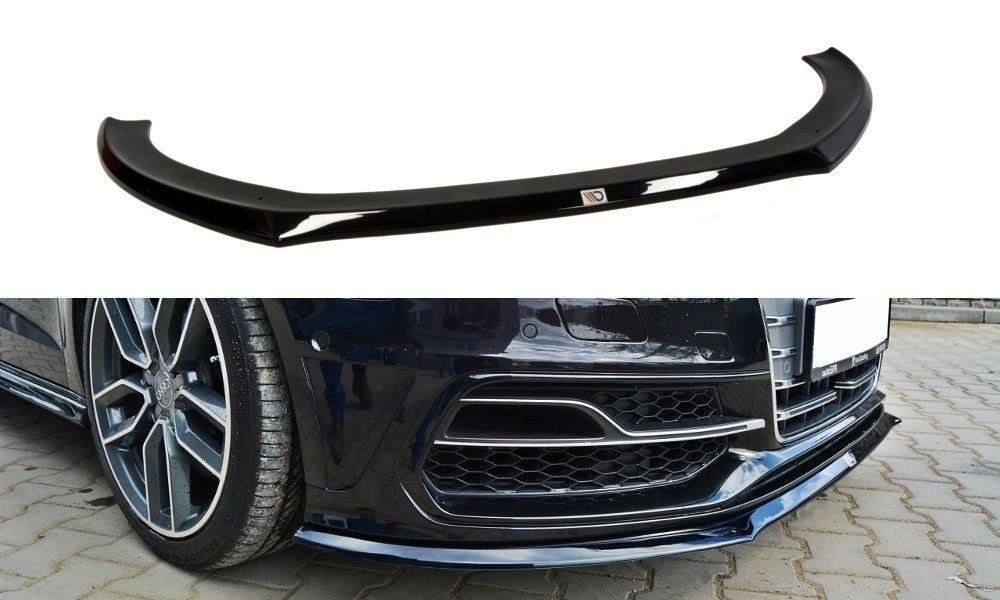 Maxton Design Street+ Spoilerlippe Front Ansatz passend für Audi S3 / A3 S-Line 8v Hatchback / Sportback schwarz Hochglanz