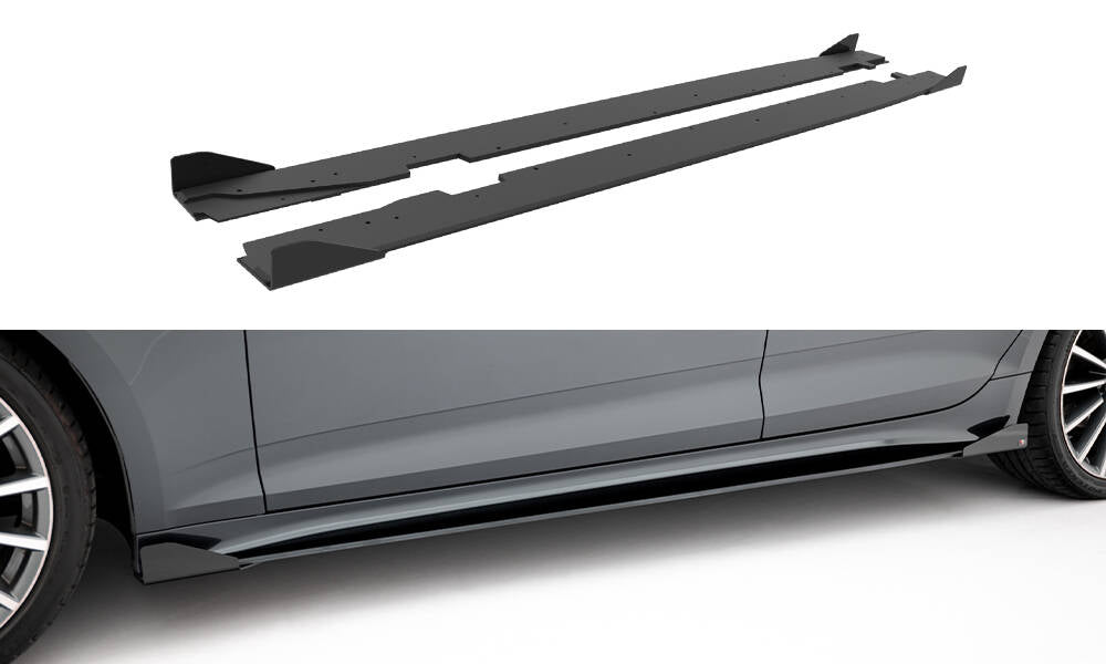 Maxton Design Street Pro Street+ Seitenschweller Leisten + Flaps passend für Audi A5 Sportback F5 Facelift schwarz Hochglanz