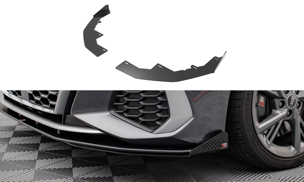Maxton Design Front Stoßstange Flaps passend für Audi S3/A3 S-Line 8Y schwarz Hochglanz