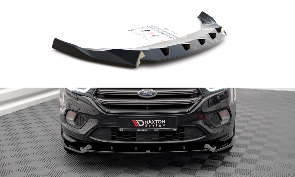 Maxton Design Street+ Spoilerlippe Front Ansatz V.2 passend für Ford Escape ST-Line Mk3 schwarz Hochglanz