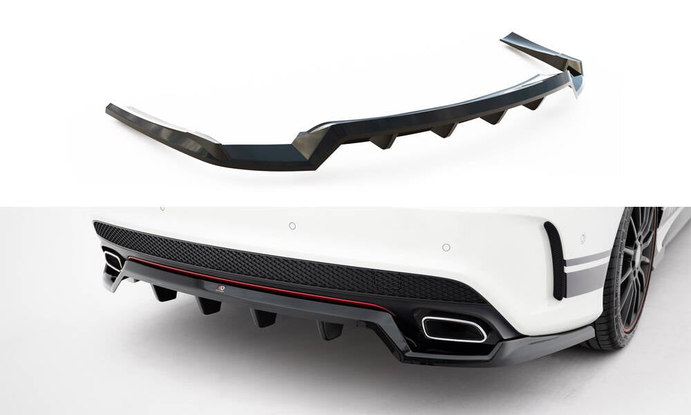 Maxton Design Street+ Mittlerer Diffusor RACE passend für Mercedes-Benz CLA AMG-Line C117 schwarz Hochglanz