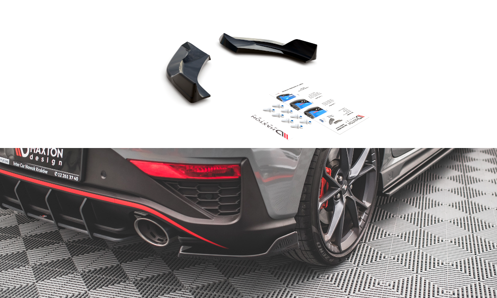 Maxton Design Heck Ansatz Flaps Diffusor V.3 passend für Hyundai I30 N Hatchback Mk3 Facelift schwarz Hochglanz