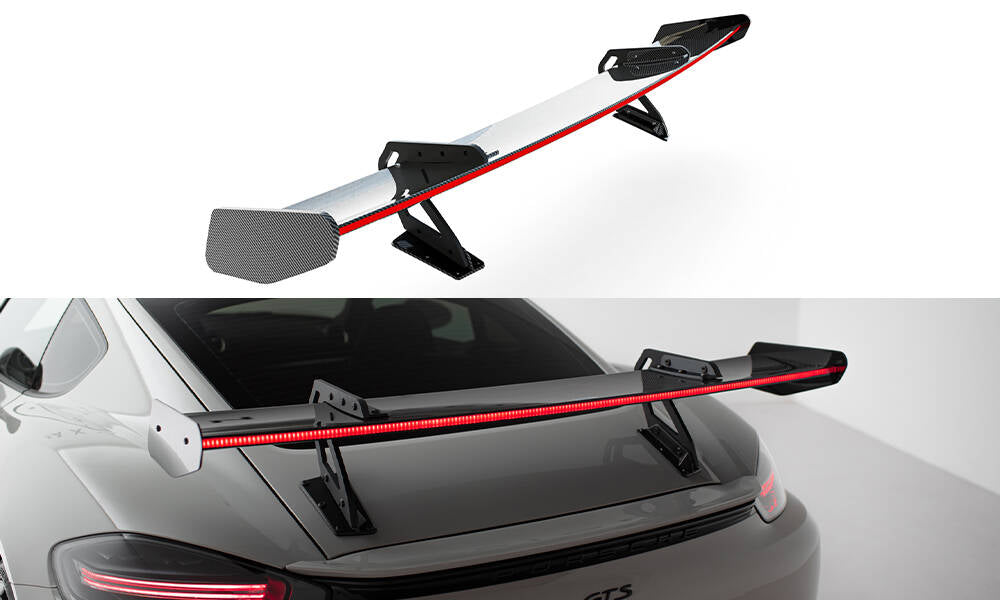 Maxton Design Carbon Spoiler With Upper Swan Mounting V.1 + LED Porsche 718 Cayman 982c für Porsche Cayman 982c