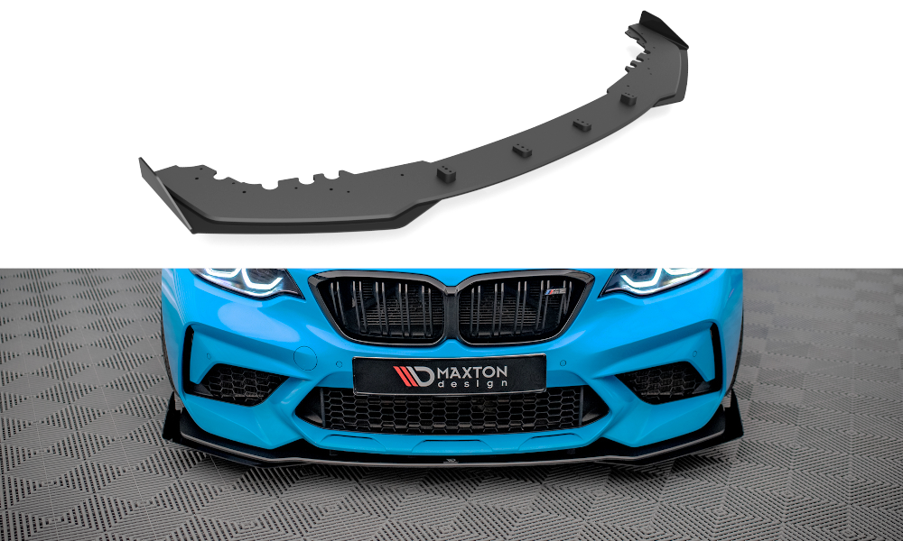 Maxton Design Street Pro Street+ Spoilerlippe Front Ansatz passend für + Flaps passend für V.1 + Flaps BMW M2 Competition F87 schwarz Hochglanz