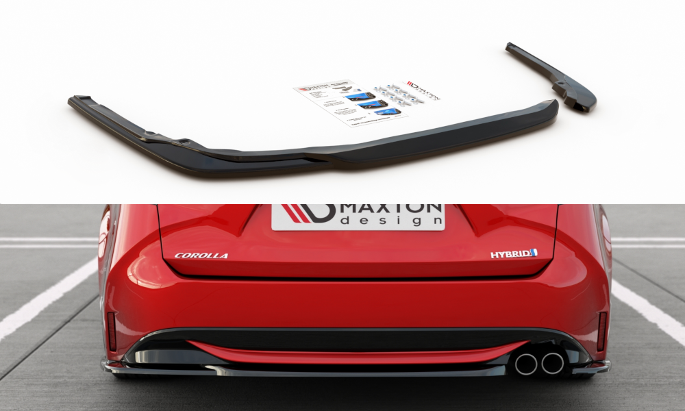 Maxton Design Heck Ansatz Flaps Diffusor passend für Toyota Corolla XII Touring Sports schwarz Hochglanz