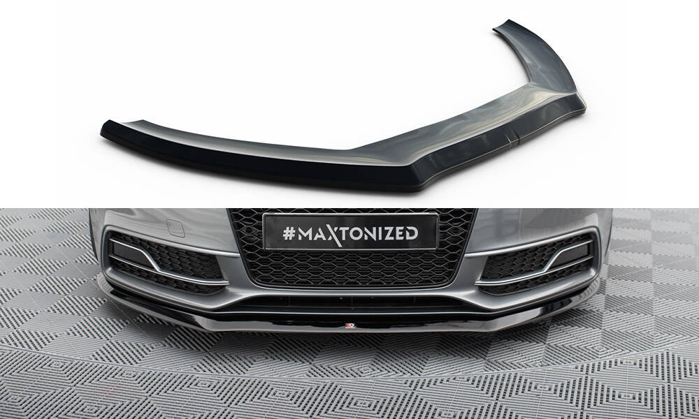 Maxton Design Street+ Spoilerlippe Front Ansatz V.1 passend für Audi S5/A5 S-Line 8T Facelift schwarz Hochglanz