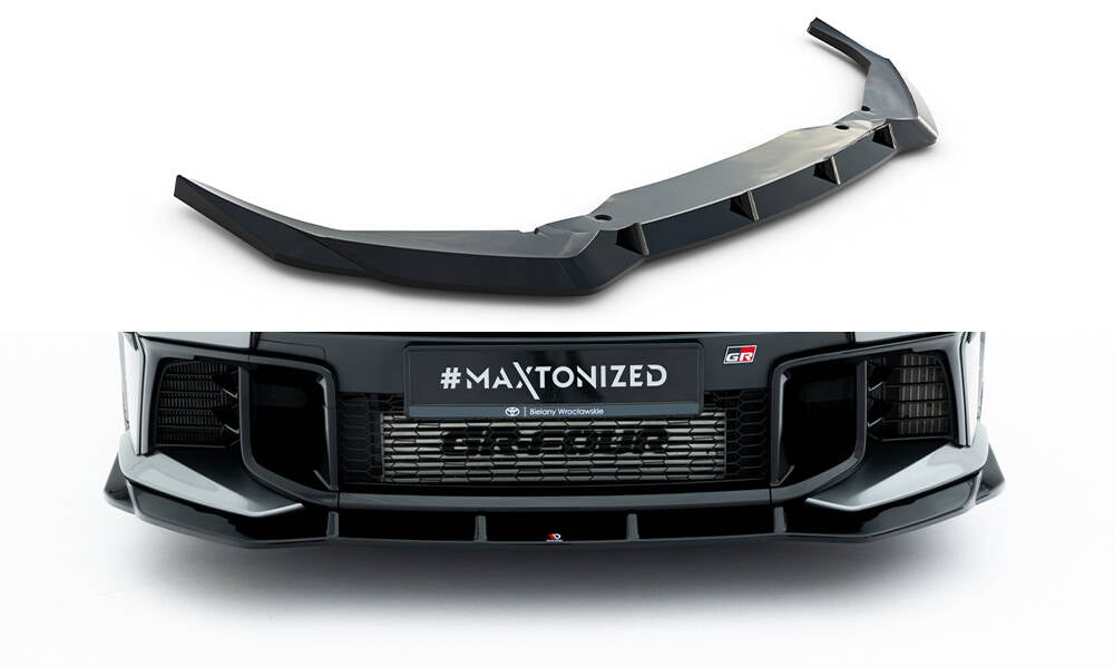 Maxton Design Street+ Spoilerlippe Front Ansatz V.1 passend für Toyota GR Yaris Mk4 Facelift schwarz Hochglanz