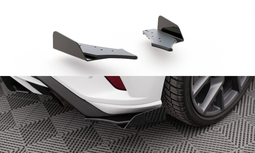 Maxton Design Street Pro Heck Ansatz Flaps Diffusor + Flaps passend für Ford Focus ST Mk4 schwarz Hochglanz