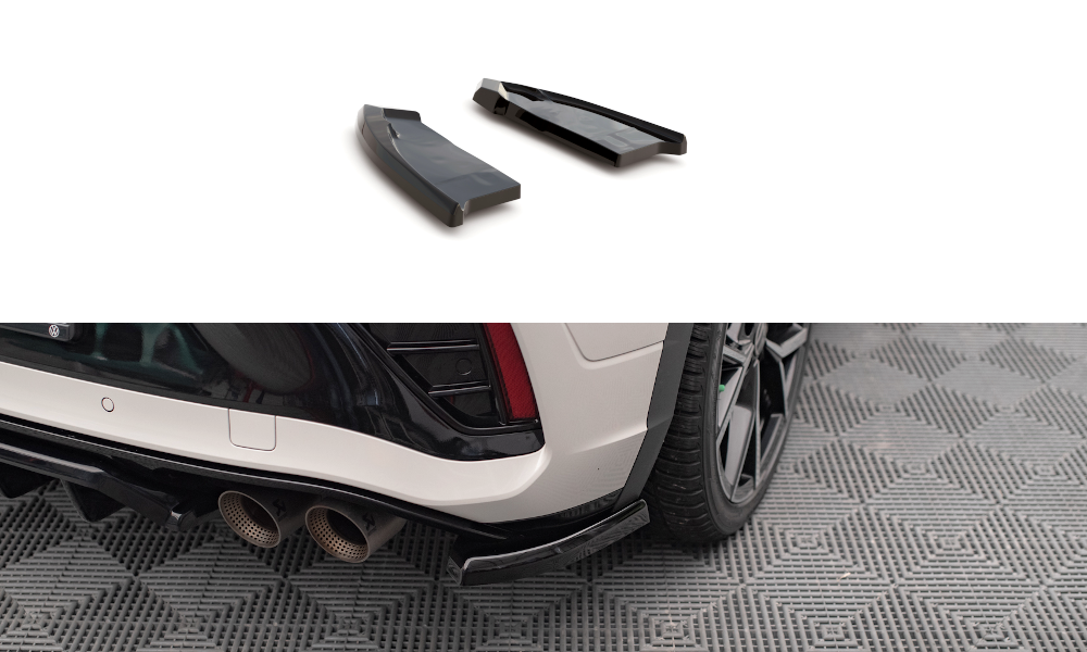 Maxton Design Heck Ansatz Flaps Diffusor passend für VW T-Roc R / R-Line Mk1 Facelift schwarz Hochglanz