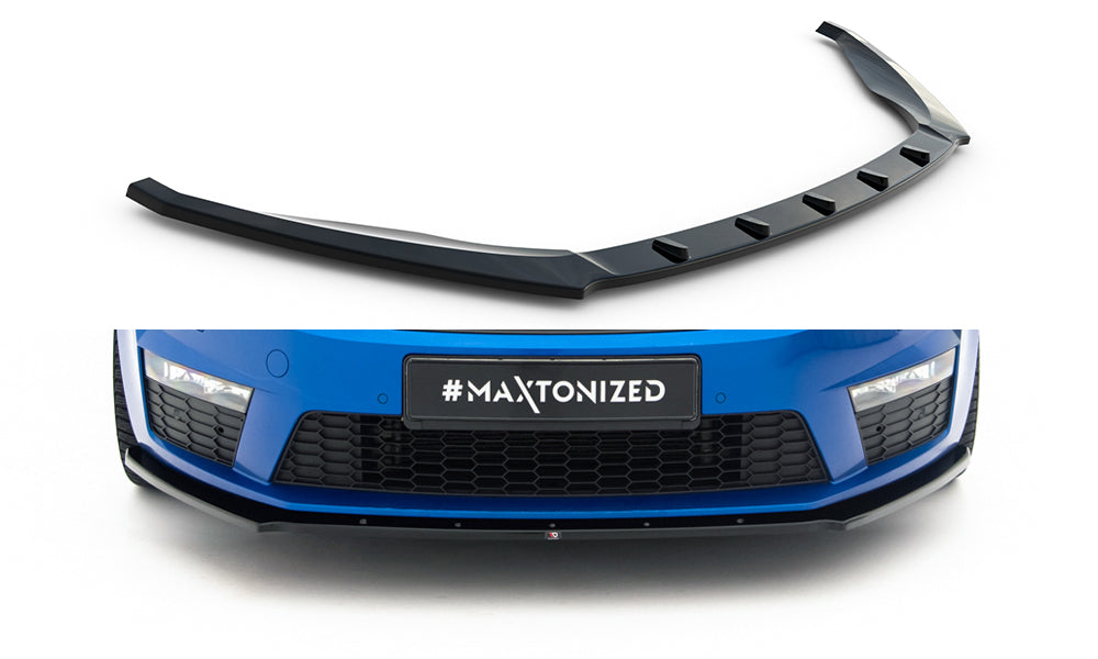 Maxton Design Street+ Spoilerlippe Front Ansatz V.1 passend für Skoda Octavia RS Mk3 schwarz Hochglanz