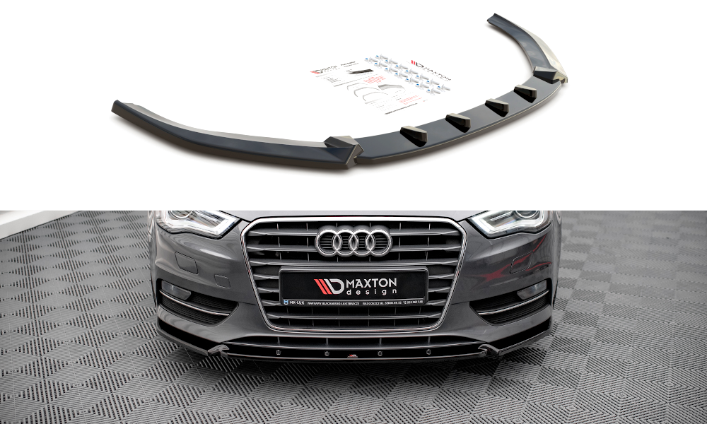 Maxton Design Street+ Spoilerlippe Front Ansatz passend für Audi A3 Sportback 8V schwarz Hochglanz