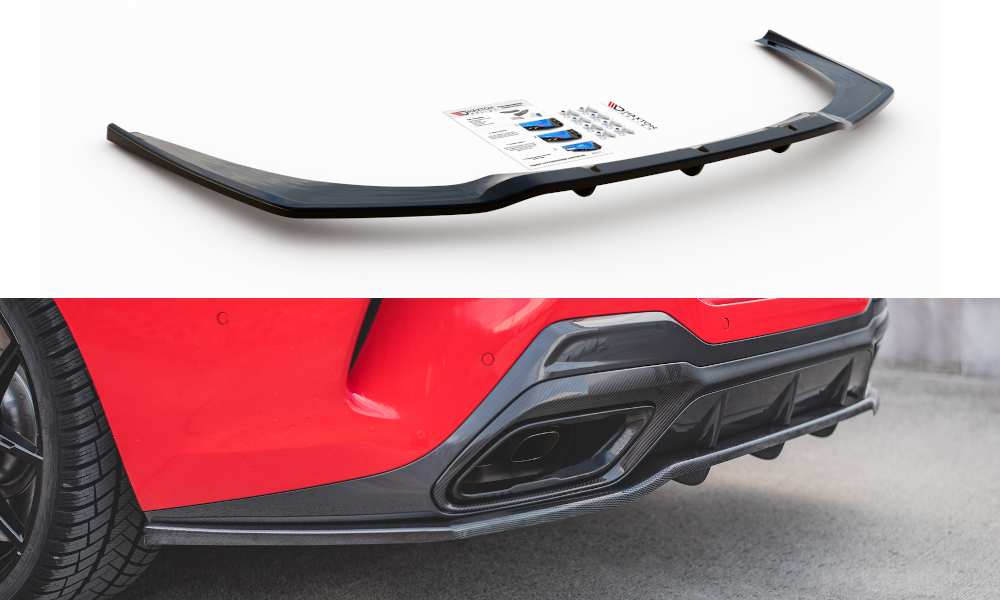 Maxton Design Street+ Mittlerer Diffusor RACE passend für BMW 8 Coupe M-Paket G15 schwarz Hochglanz