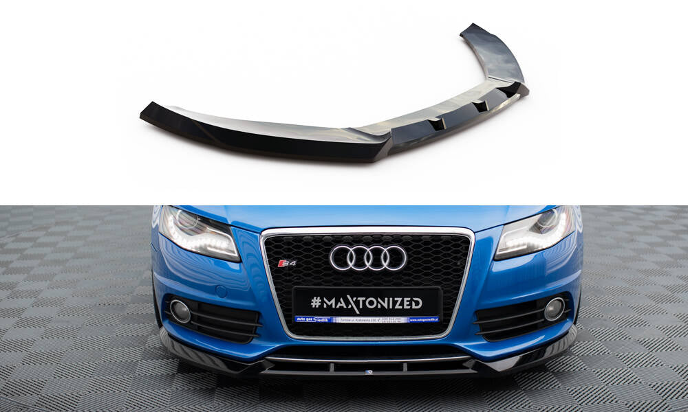 Maxton Design Street+ Spoilerlippe Front Ansatz V.4 passend für Audi S4 / A4 S-Line B8 schwarz Hochglanz