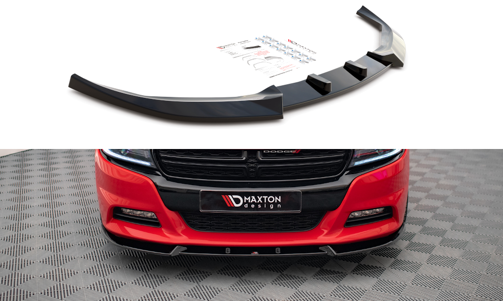 Maxton Design Street+ Spoilerlippe Front Ansatz V.1 passend für Dodge Charger RT Mk7 Facelift schwarz Hochglanz
