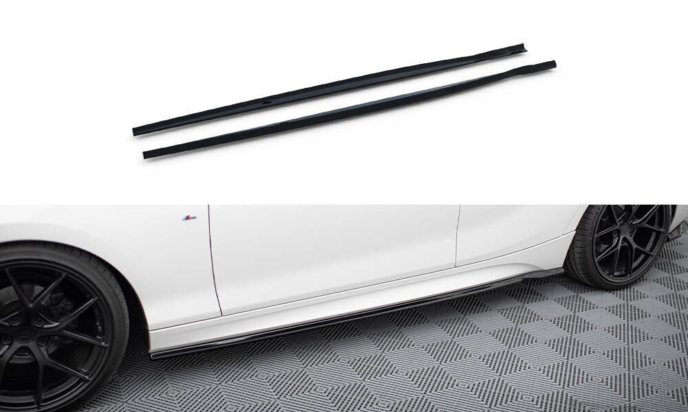 Maxton Design Street+ Seitenschweller Leisten passend für V.5 BMW 1er M-Paket / M140i F20 Facelift schwarz Hochglanz