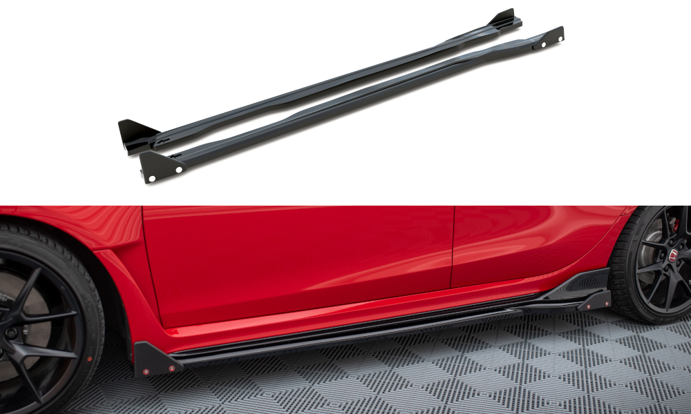 Maxton Design Street+ Seitenschweller Leisten passend für V.1 + Flaps passend für Honda Civic Type-R Mk 11
