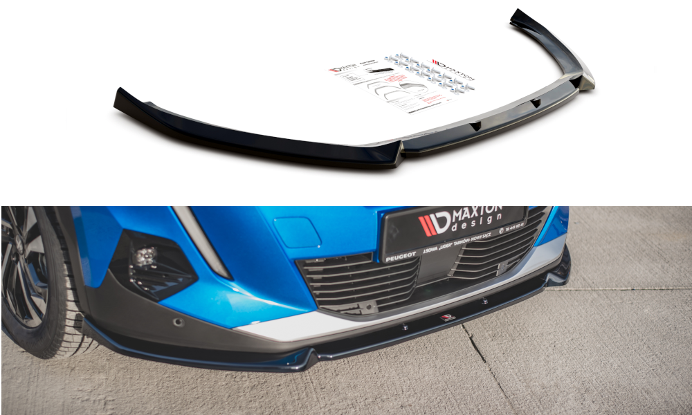 Maxton Design Street+ Spoilerlippe Front Ansatz V.1 passend für Peugeot 2008 Mk2 schwarz Hochglanz