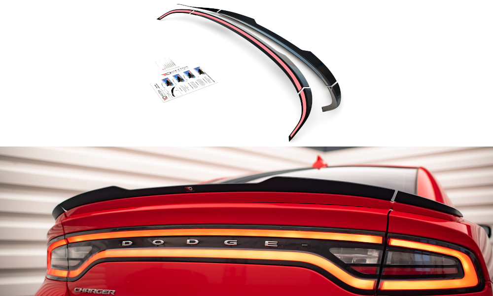 Maxton Design Spoiler CAP passend für Paket Dodge Charger RT Mk7 Facelift schwarz Hochglanz