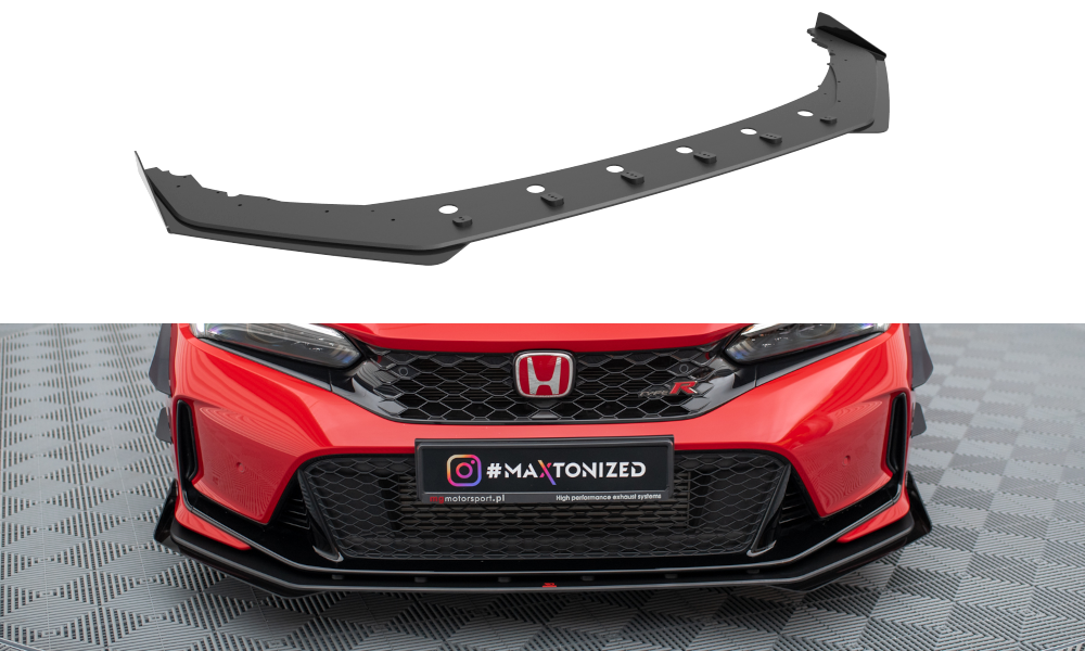 Maxton Design Street Pro Street+ Spoilerlippe Front Ansatz + Flaps passend für Honda Civic Type-R Mk 11 schwarz Hochglanz