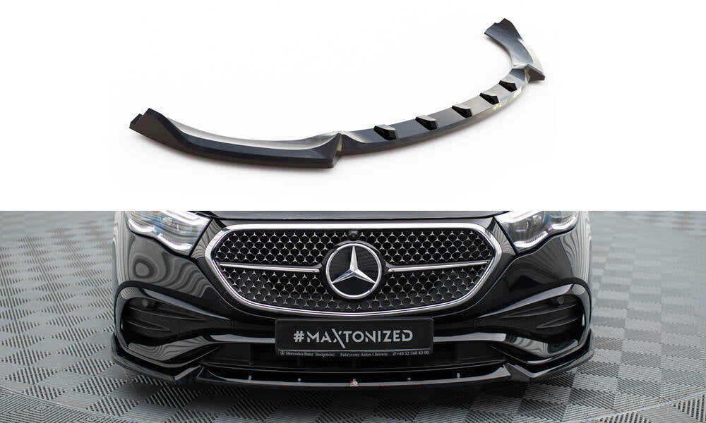 Maxton Design Street+ Spoilerlippe Front Ansatz V.2 passend für Mercedes-Benz E AMG-Line Limousine / Kombi W214 schwarz Hochglanz
