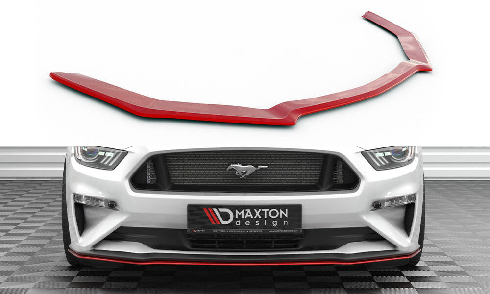Maxton Design Street+ Spoilerlippe Front Ansatz V.2 passend für Ford Mustang Mk6 Facelift schwarz Hochglanz