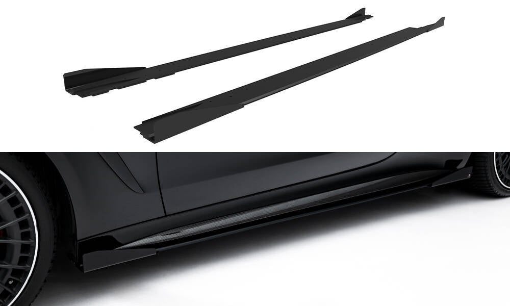 Maxton Design Street Pro Street+ Seitenschweller Leisten + Flaps passend für Mercedes-AMG CLE 53 Aero C236 schwarz Hochglanz