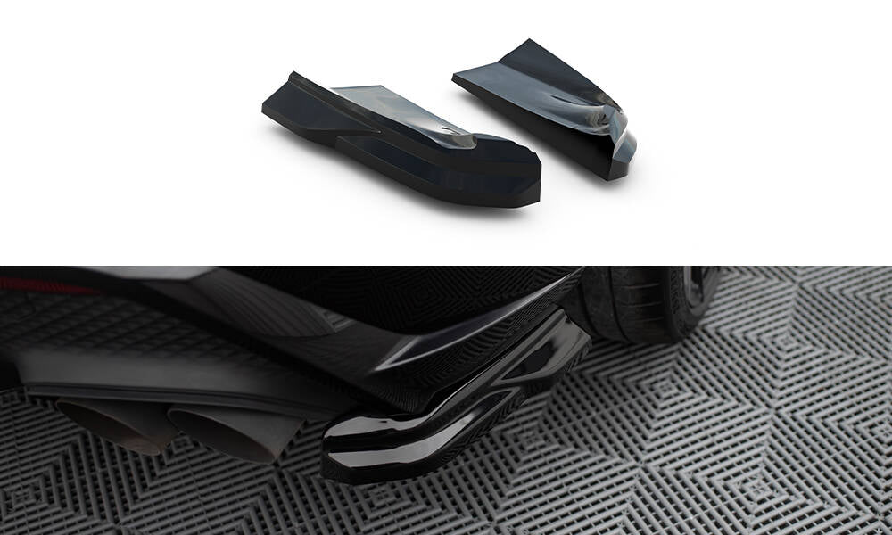 Maxton Design Heck Ansatz Flaps Diffusor passend für Porsche Macan GTS Mk1 Facelift 2 schwarz Hochglanz