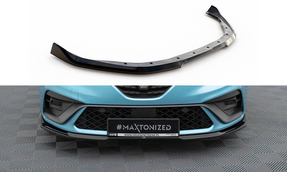 Maxton Design Street+ Spoilerlippe Front Ansatz V.1 passend für Renault Clio R.S. Line Mk5 schwarz Hochglanz