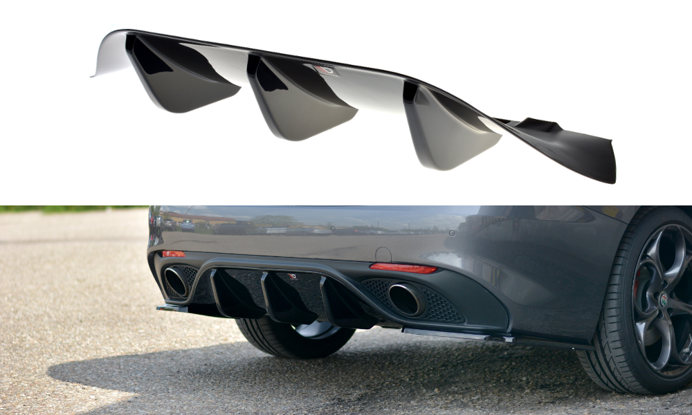 Maxton Design Diffusor Heck Ansatz passend für Alfa Romeo Giulia Veloce schwarz Hochglanz