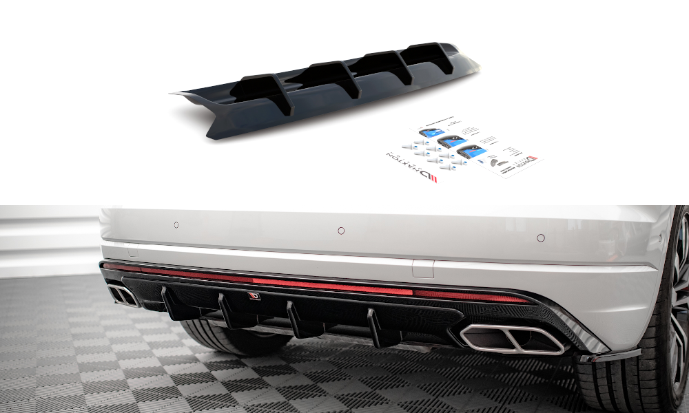 Maxton Design Diffusor Heck Ansatz passend für VW Touareg R-line Mk3 schwarz Hochglanz