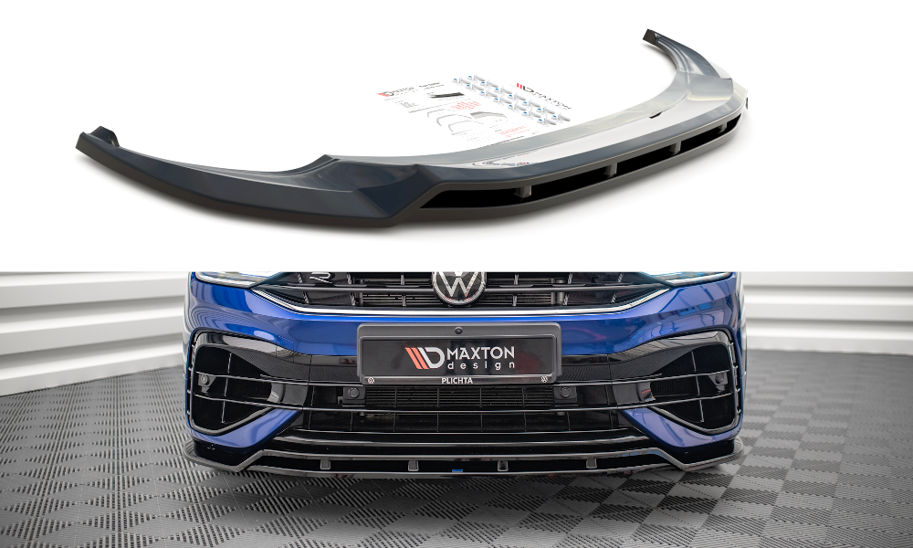 Maxton Design Street+ Spoilerlippe Front Ansatz V.1 passend für VW Tiguan R / R-Line Mk2 Facelift schwarz Hochglanz