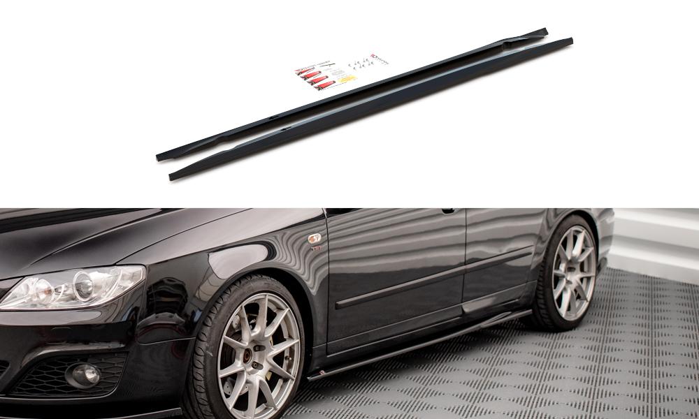 Maxton Design Street+ Seitenschweller Leisten passend für Seat Exeo schwarz Hochglanz
