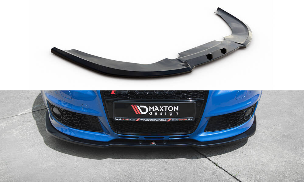 Maxton Design Street+ Spoilerlippe Front Ansatz V.2 passend für Audi RS4 B7 schwarz Hochglanz