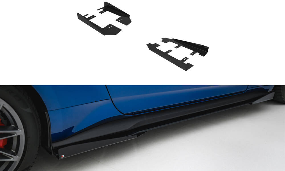Maxton Design Seitenschweller Flaps passend für Ford Mustang Dark Horse Mk7 schwarz Hochglanz