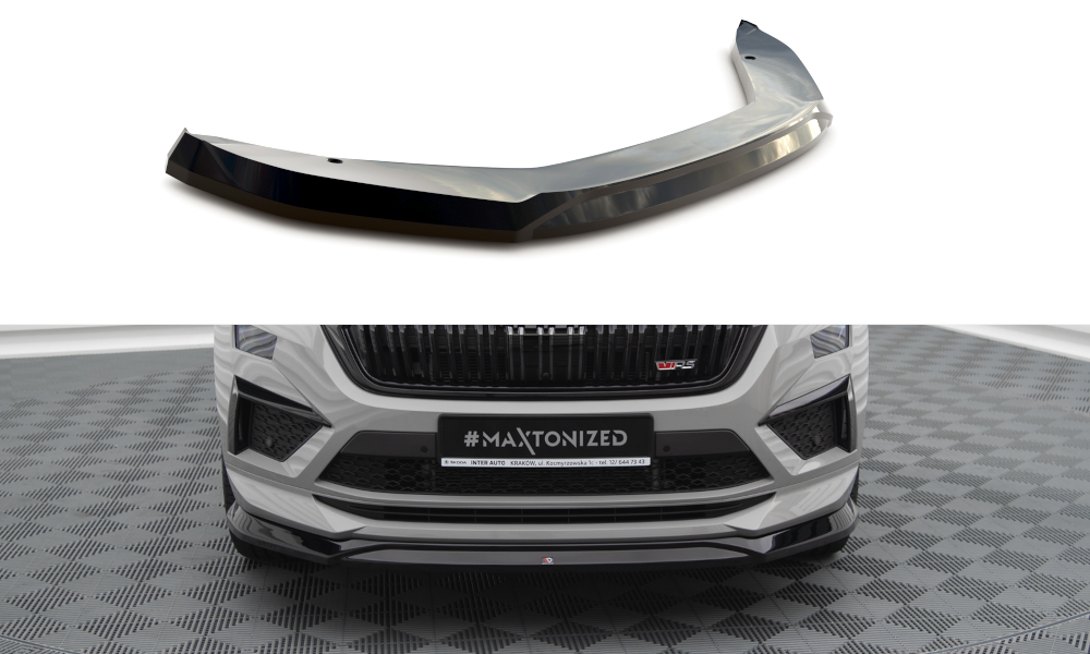 Maxton Design Street+ Spoilerlippe Front Ansatz V.2 passend für Skoda Kodiaq RS Mk1 Facelift schwarz Hochglanz