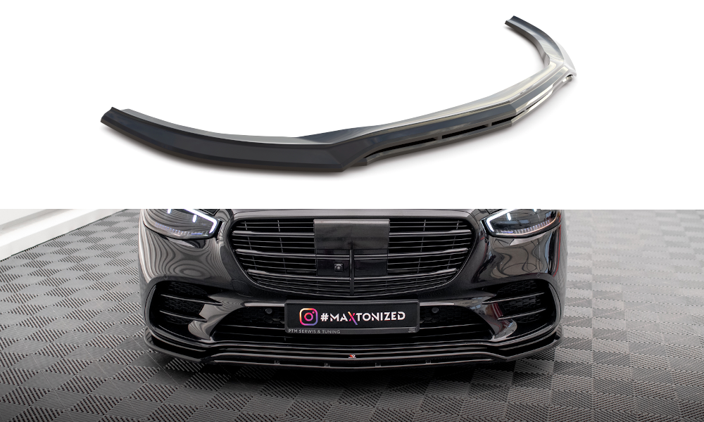 Maxton Design Street+ Spoilerlippe Front Ansatz passend für Mercedes-Benz S AMG-Line W223 schwarz Hochglanz