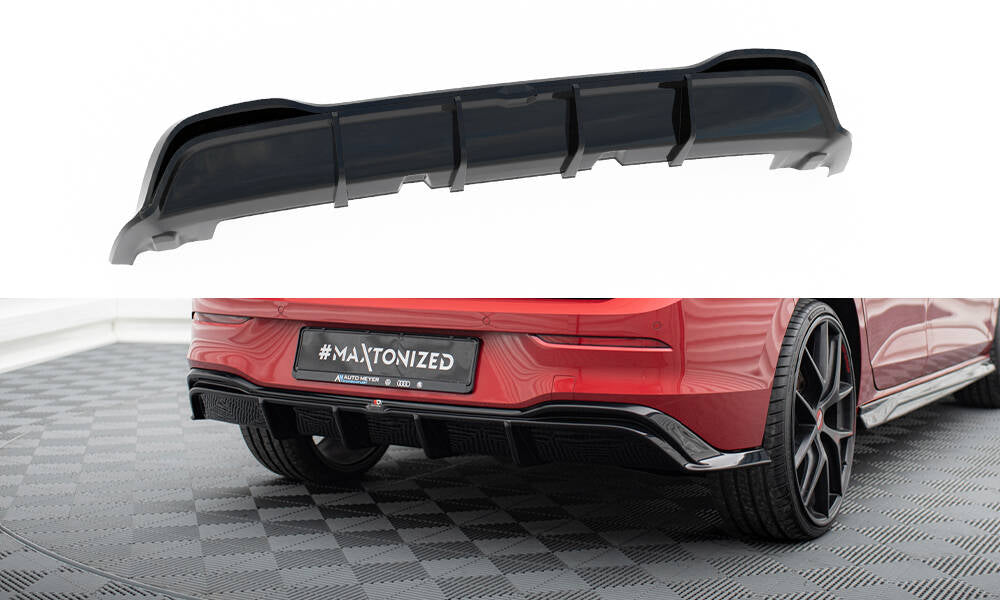 Maxton Design Diffusor Heck Ansatz passend für VW Golf GTE / R-Line Mk8 / Mk8 Facelift schwarz Hochglanz