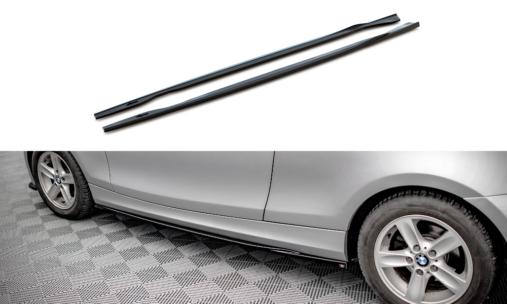 Maxton Design Street+ Seitenschweller Leisten V.2 passend für BMW 1er E81 Facelift schwarz Hochglanz